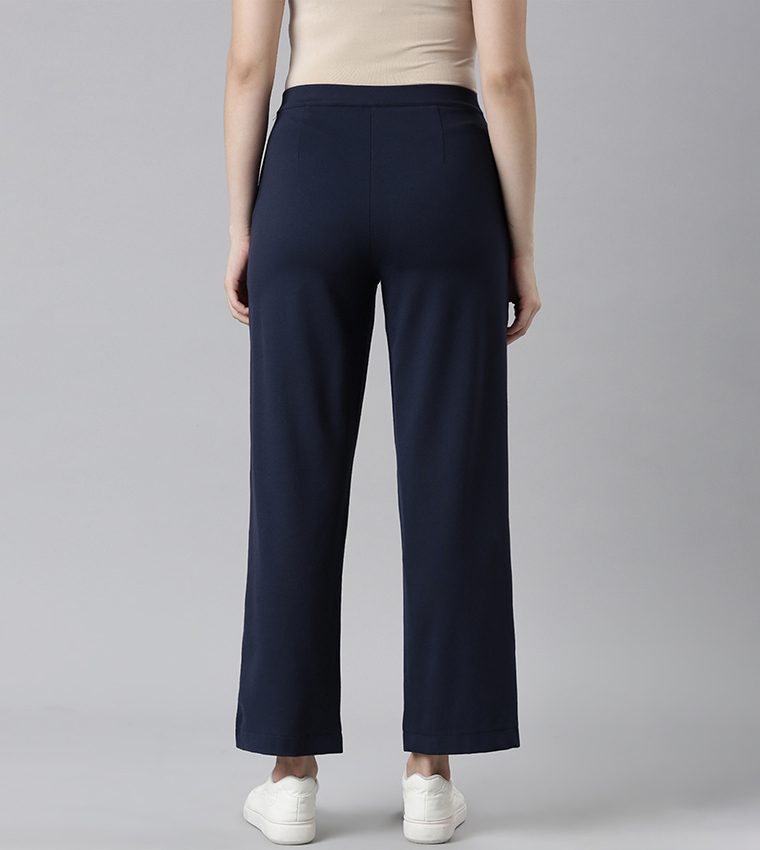 Solid Ponte Wide Leg Pants