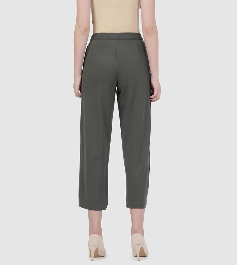 Buy Go Colors Solid Ponte Wide Leg Pants In Grey 6thStreet Kuwait