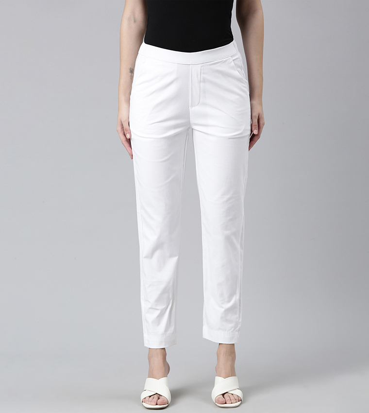 Solid Carrot Fit Trousers