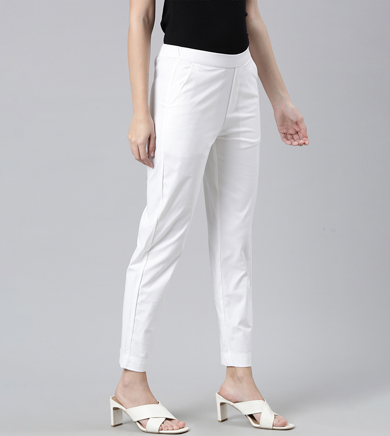 Solid Carrot Fit Trousers