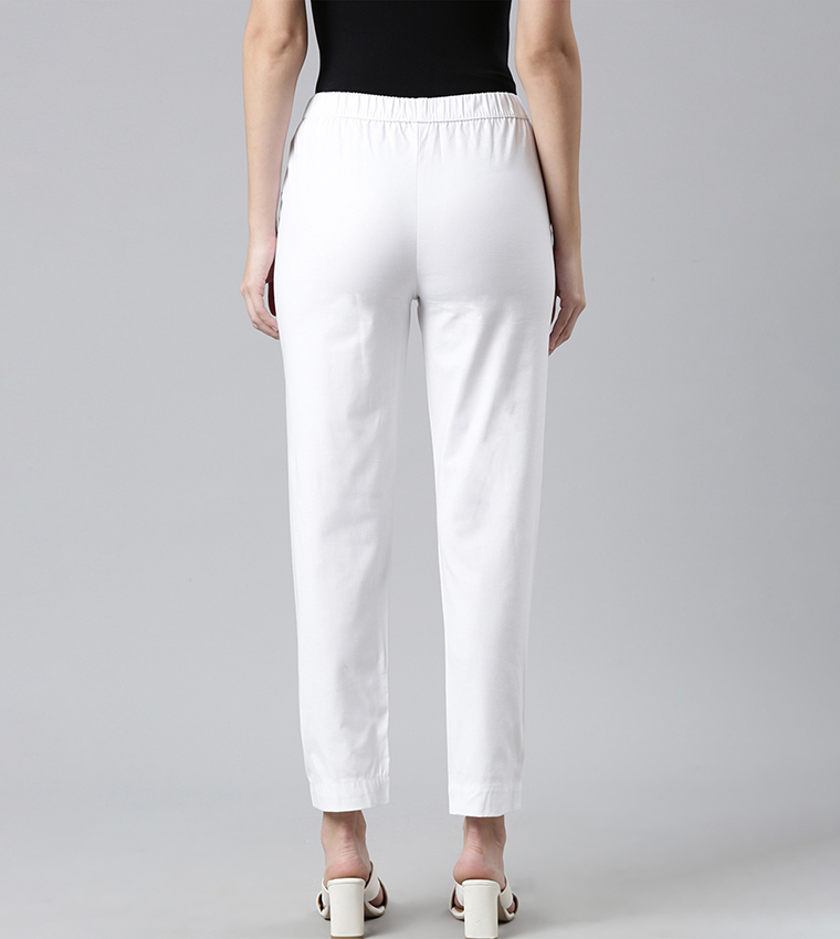 Solid Carrot Fit Trousers
