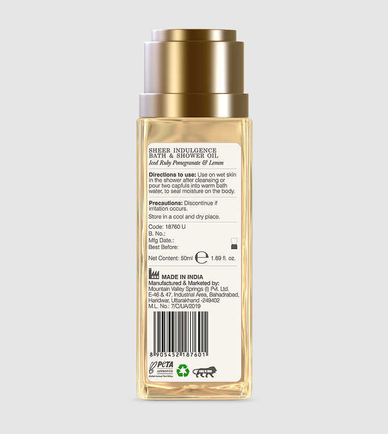 Sheer Indulgence Iced Ruby Pomegranate & Lemon Bath and Shower Oil, 50ml