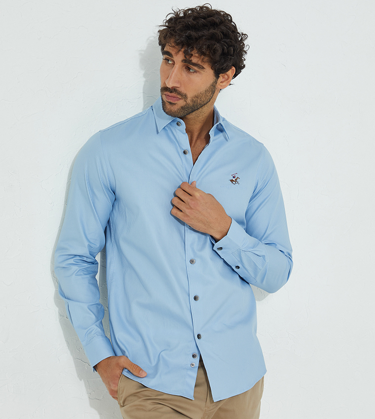 Club Solid Regular Fit Shirt In Blue 