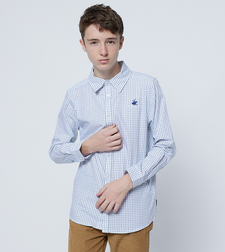 Buy Beverly Hills Polo Club Logo Embroidered Checked Shirt In