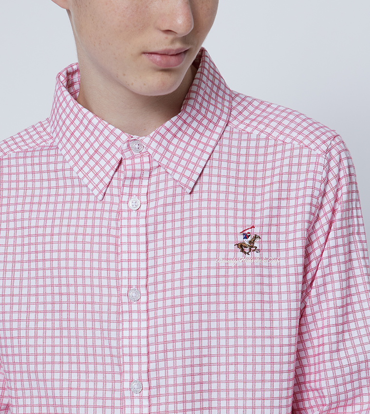Logo Embroidered Checked Shirt