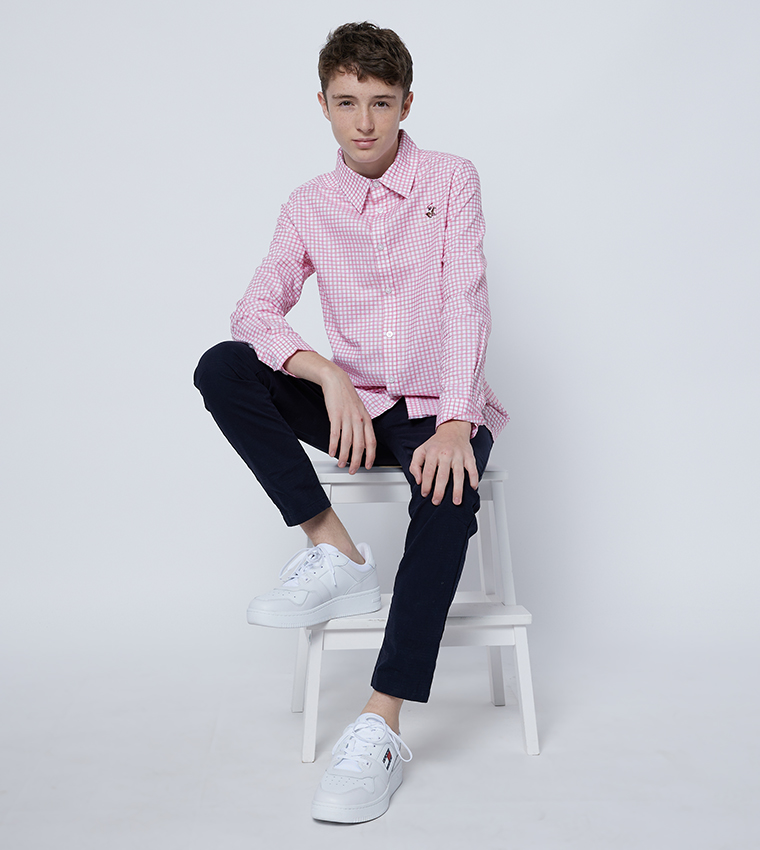 Logo Embroidered Checked Shirt