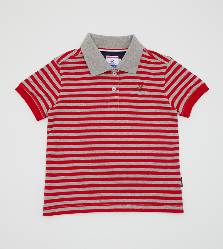 Logo Embroidered Striped Polo T-Shirt