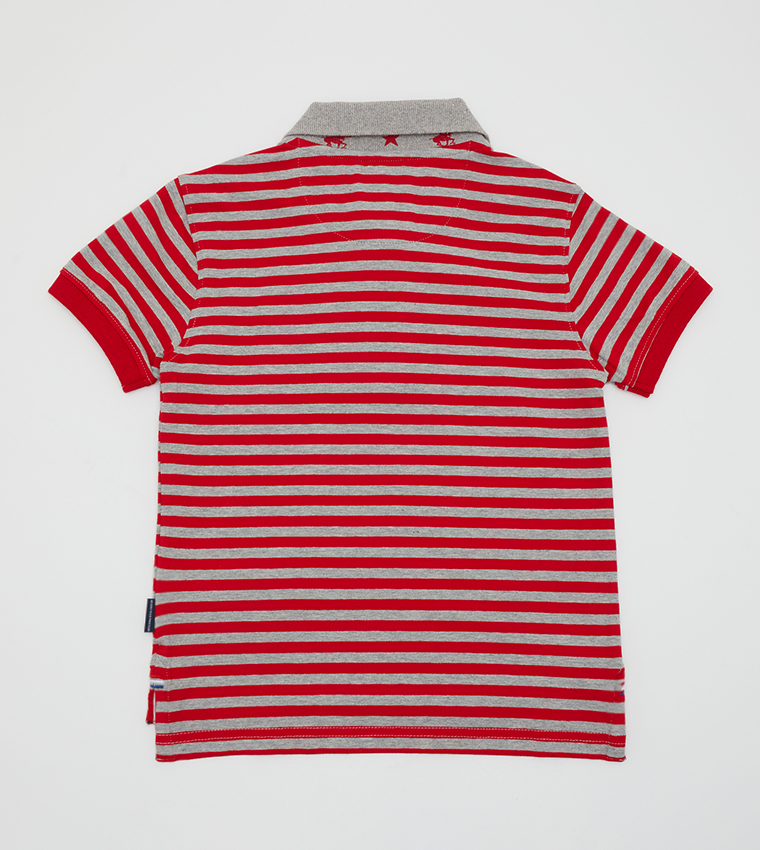Logo Embroidered Striped Polo T-Shirt