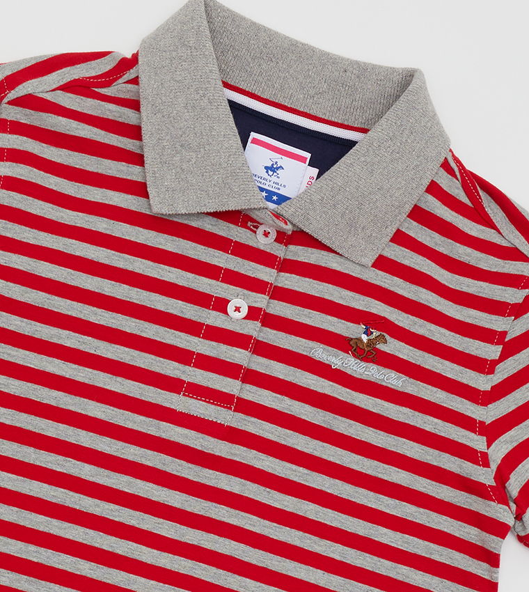 Logo Embroidered Striped Polo T-Shirt