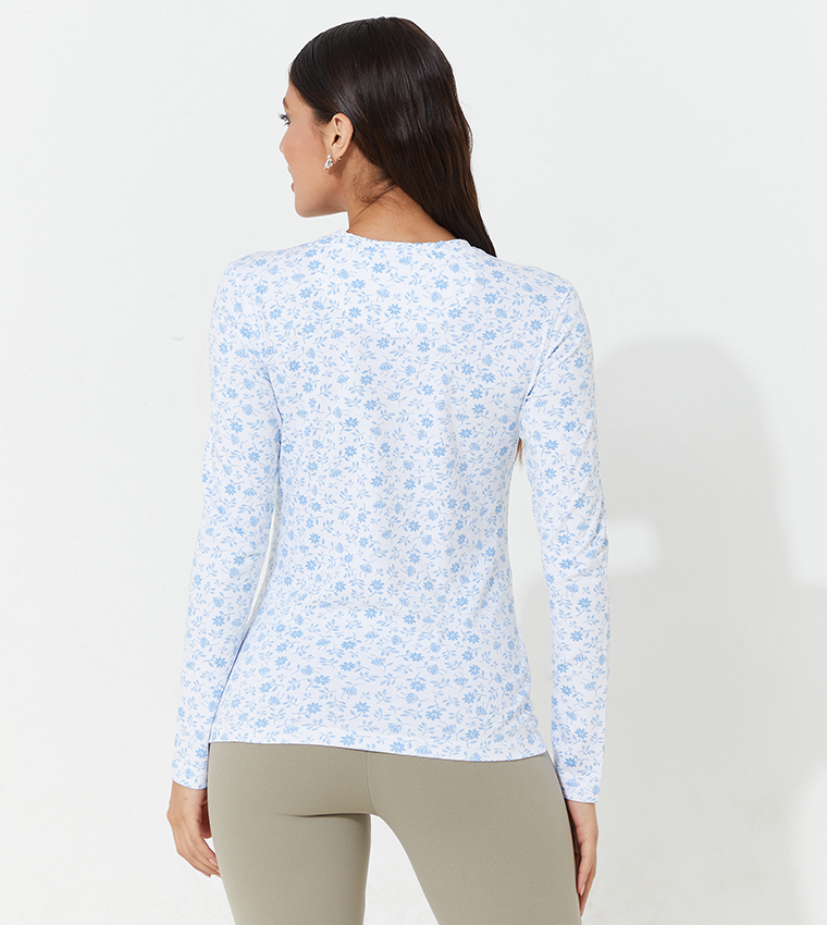 Round Neck Floral Long Sleeve T-Shirts