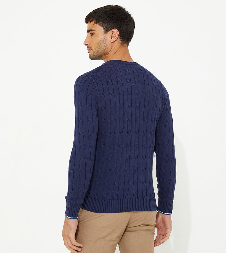 Classic Cable Knit Crew Neck Sweater