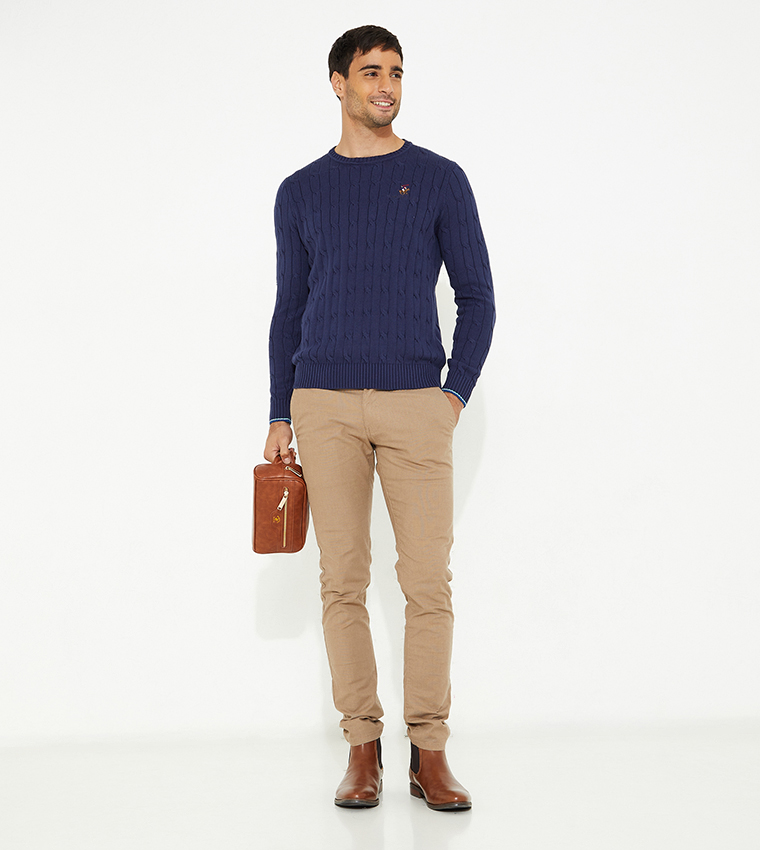 Classic Cable Knit Crew Neck Sweater