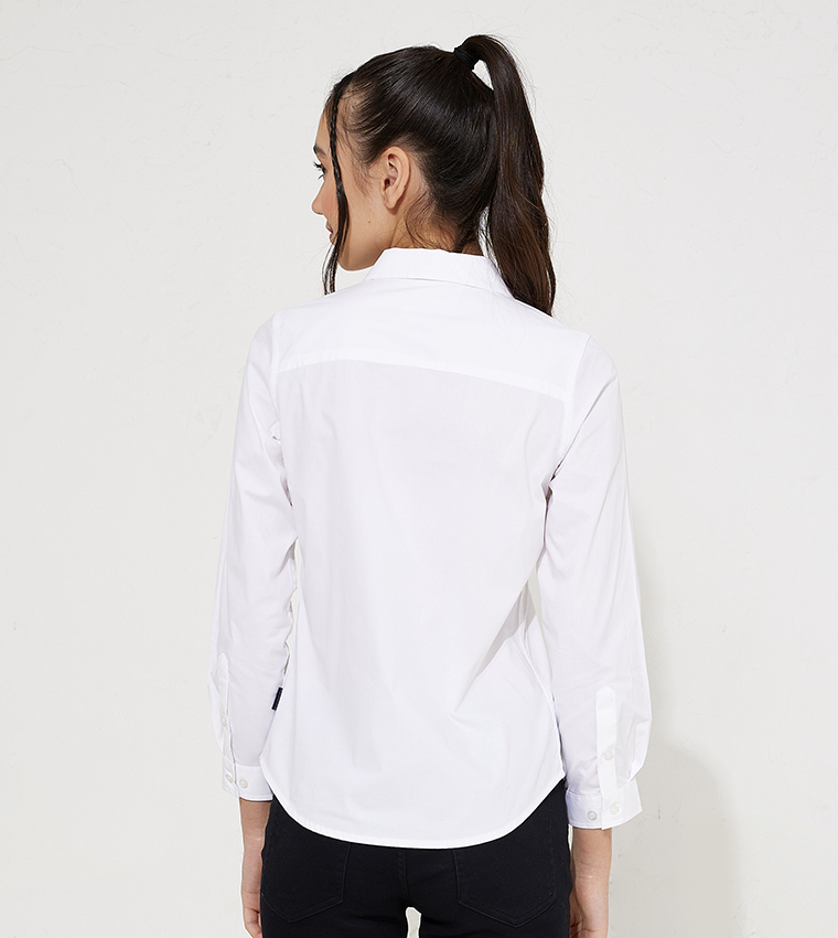 قميص بوبلين مطاطي