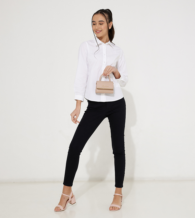 قميص بوبلين مطاطي