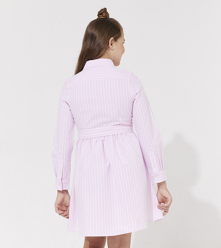 Striped Long Sleeves Shirt Dress