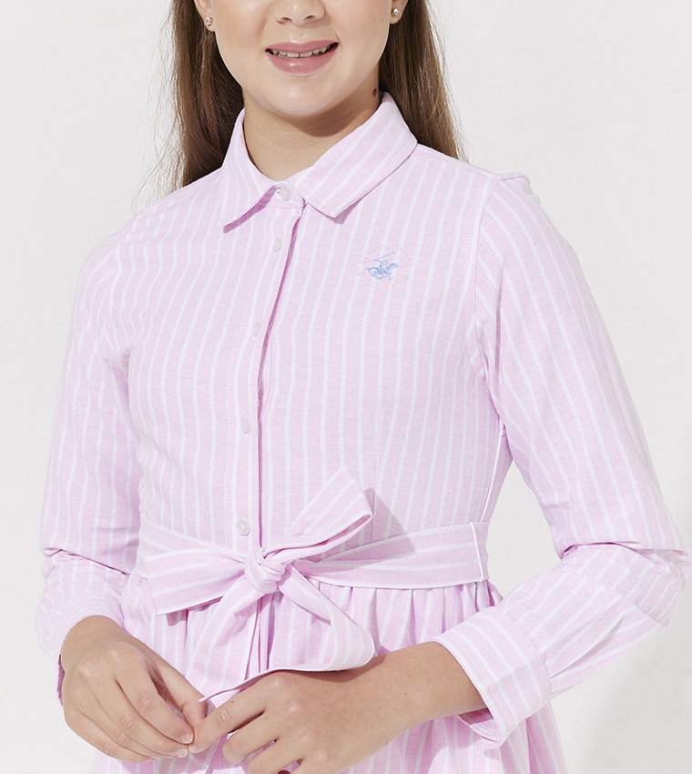 Striped Long Sleeves Shirt Dress