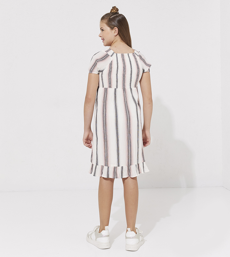 Sea Breeze Striped Short Sleeves Dress