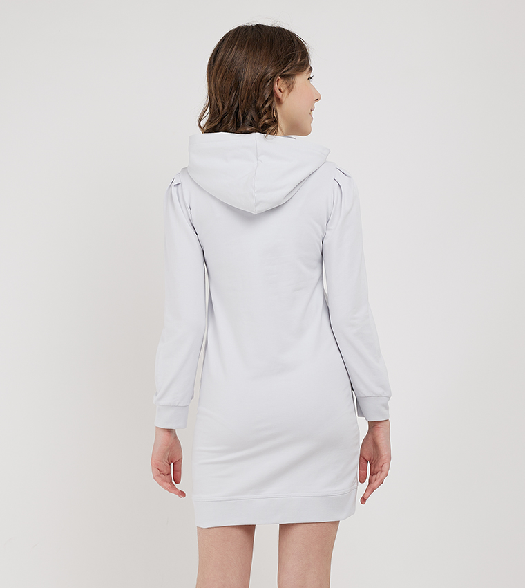 Logo Embroidered Hooded Sweatdress