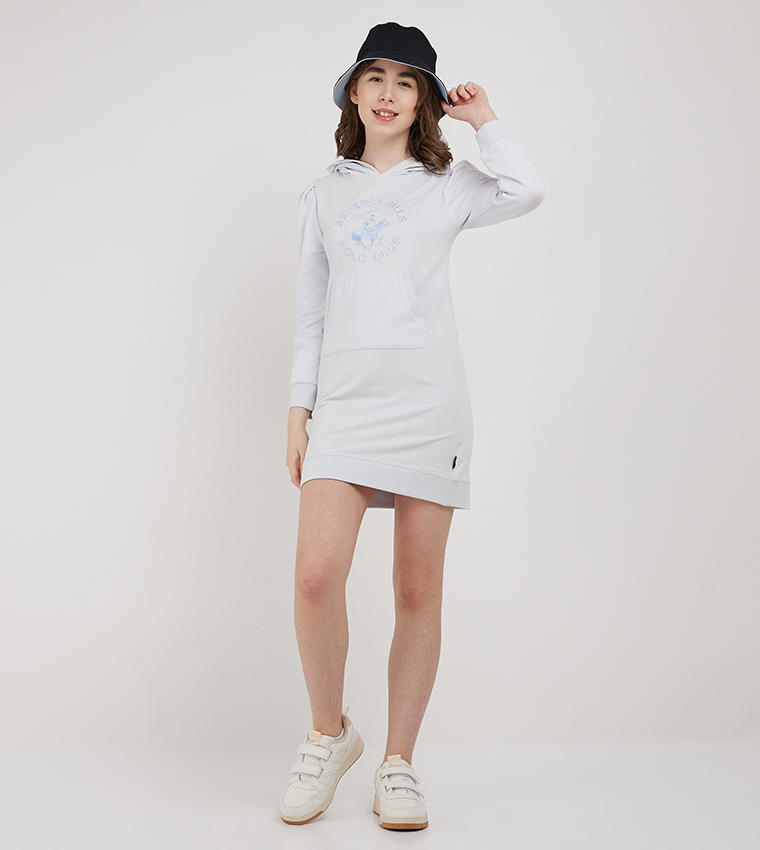 Logo Embroidered Hooded Sweatdress