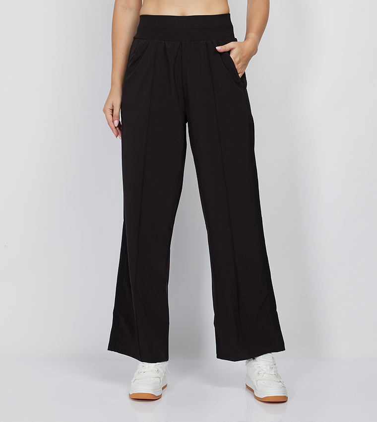 Buy Beverly Hills Polo Club Elastic Waist Wide Leg Pants In Black