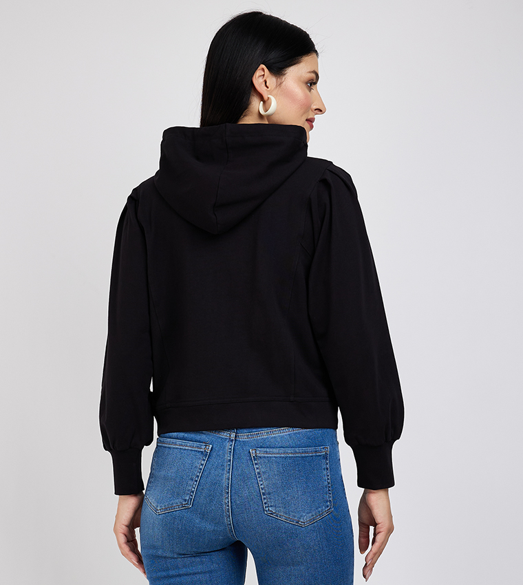 Logo Detail Zippered Hooded Jacket