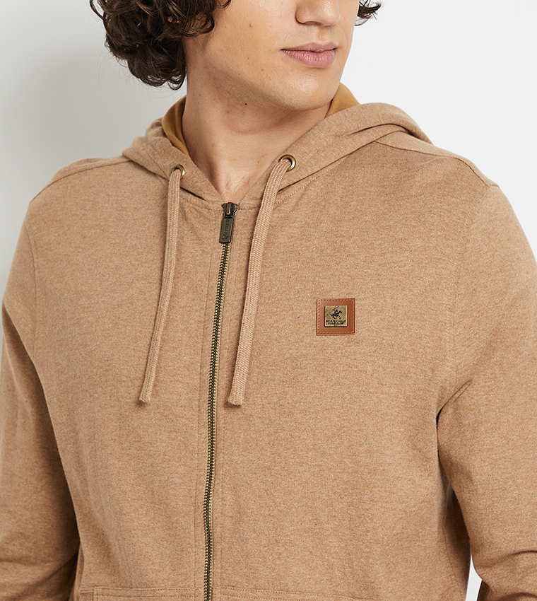 Logo Detail Hooded Zipper Jacket