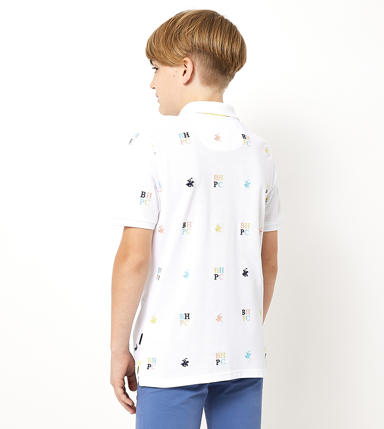 Monogram Embroidered Short Sleeves Polo T-Shirt