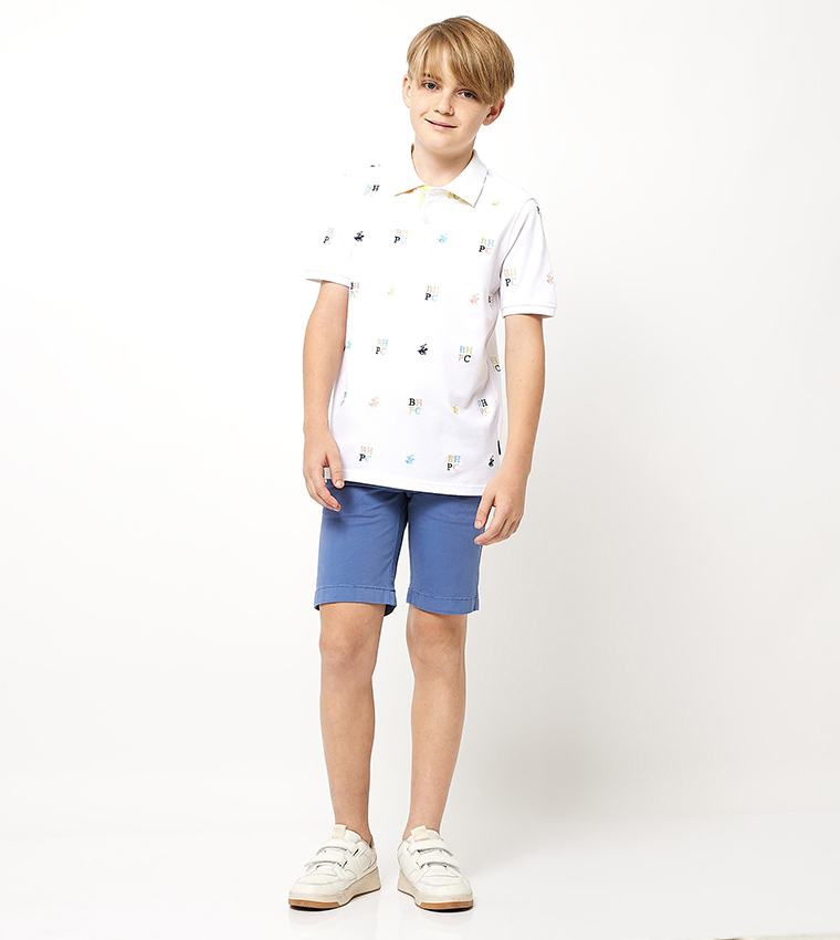 Monogram Embroidered Short Sleeves Polo T-Shirt