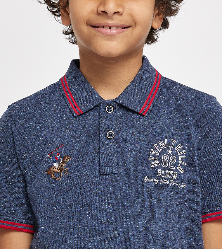 Logo Embroidered Contrast Trim Polo T-Shirt