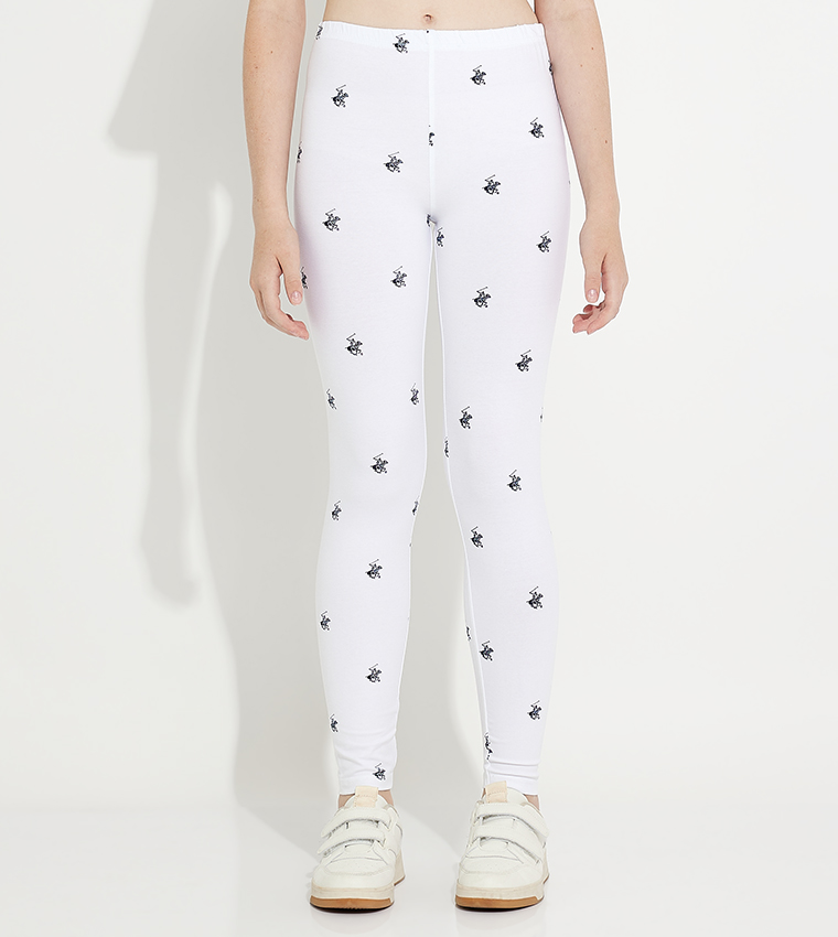 Logo Printed Elastic Waist Leggings