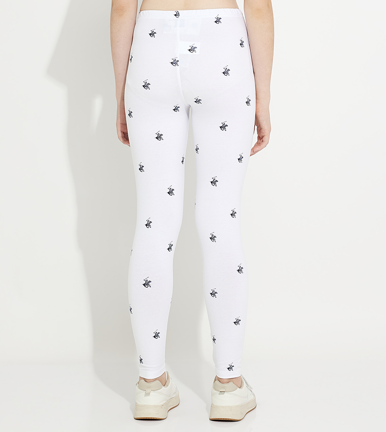 Logo Printed Elastic Waist Leggings