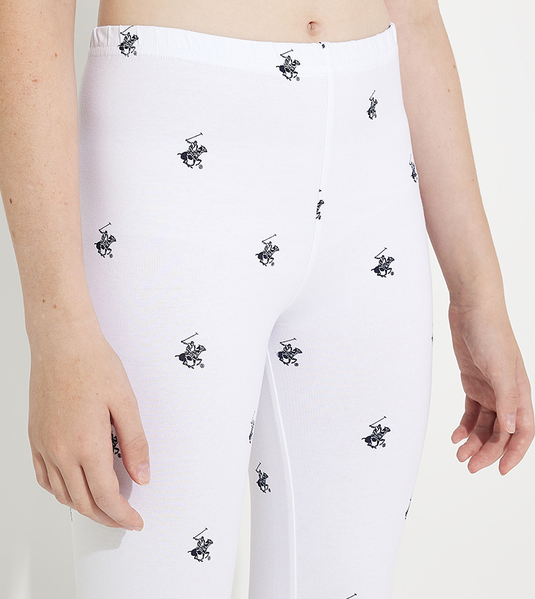 Logo Printed Elastic Waist Leggings