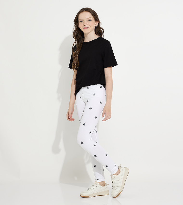 Logo Printed Elastic Waist Leggings