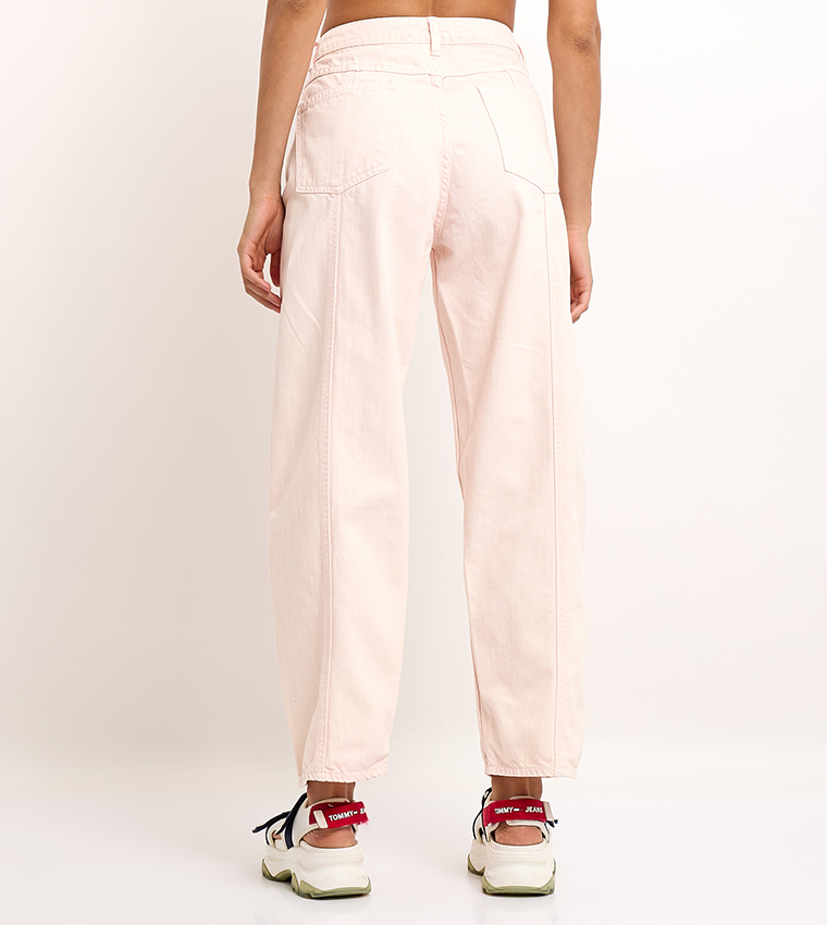 Washed High Waist Straight Fit Jeans