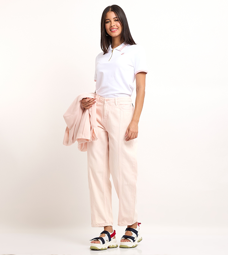 Washed High Waist Straight Fit Jeans