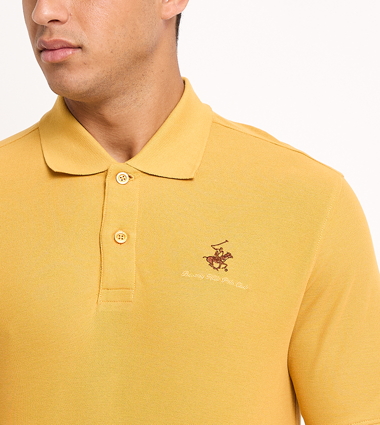 Buy Beverly Hills Polo Club Logo Embroidered Short Sleeves Polo T Shirt In Mustard 6thStreet Bahrain