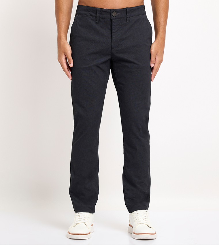 Solid Mid Rise Slim Fit Pants
