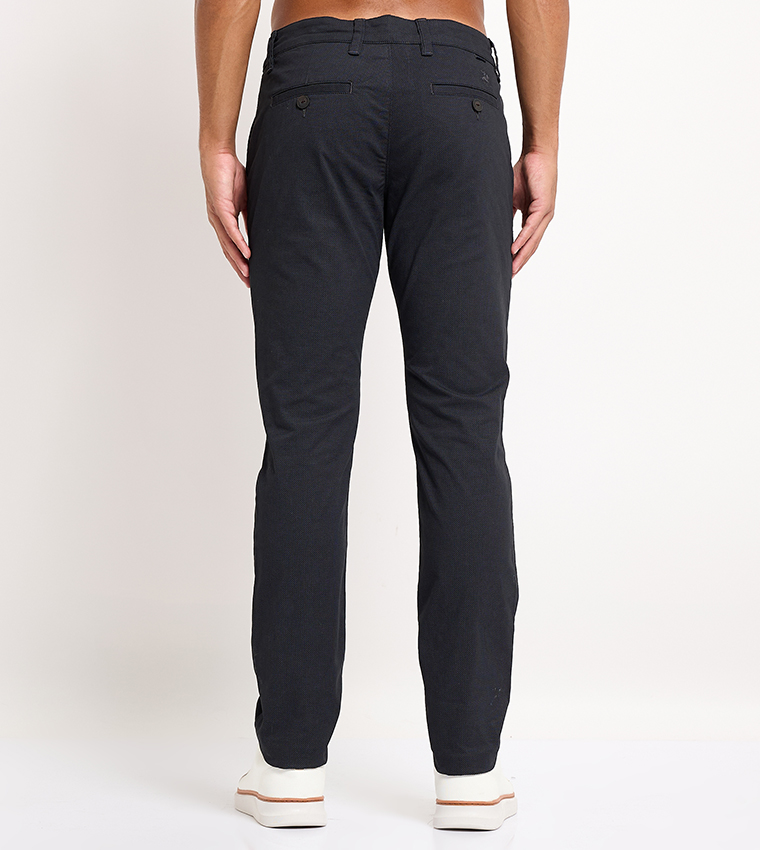 Solid Mid Rise Slim Fit Pants