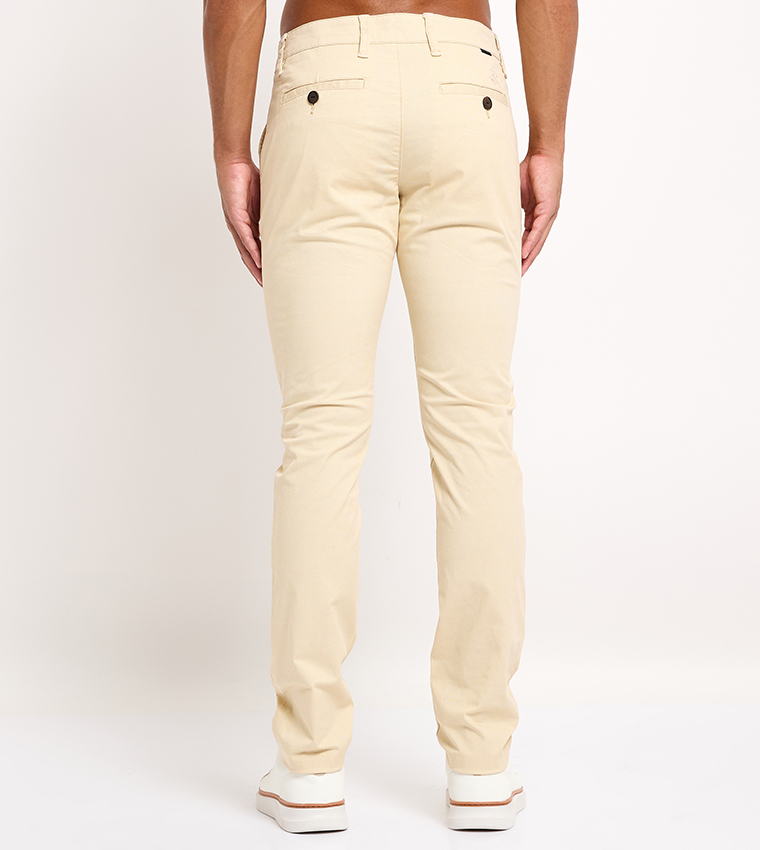 Solid Mid Rise Slim Fit Pants