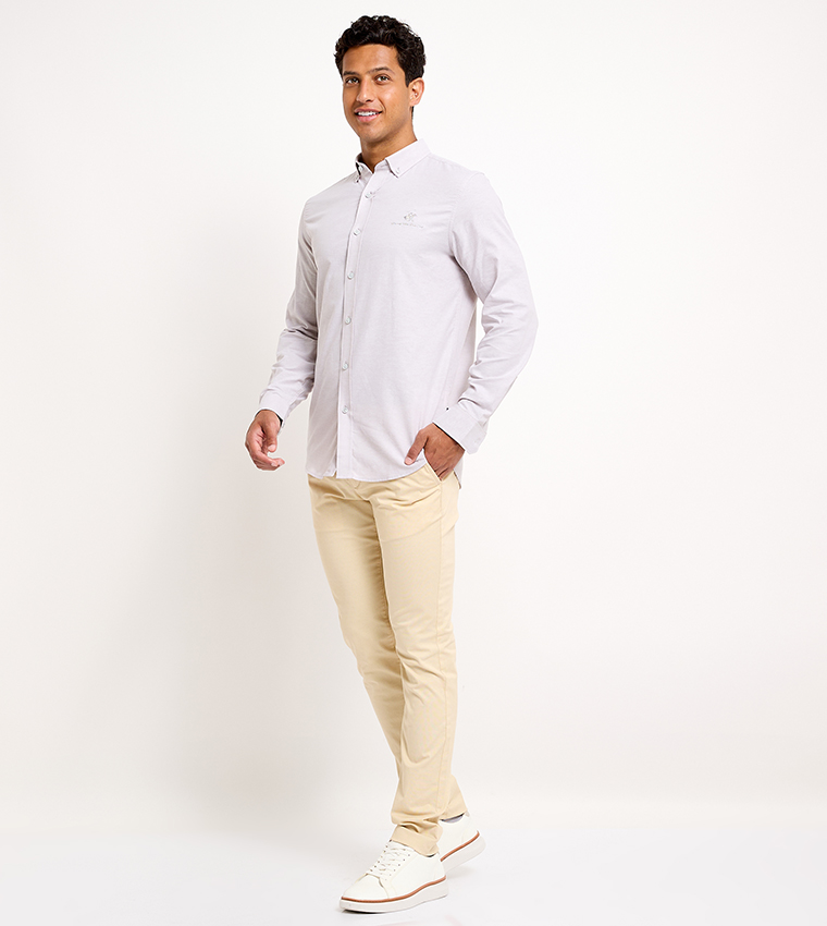 Solid Mid Rise Slim Fit Pants