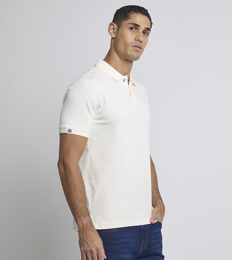Textured Short Sleeves Polo T-Shirt