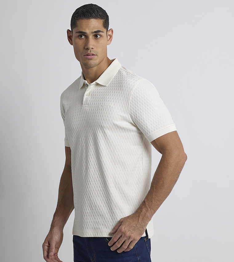 Textured Short Sleeves Polo T-Shirt