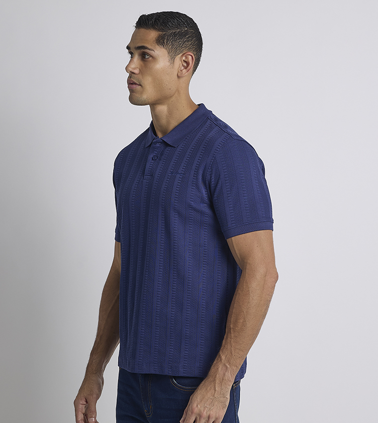 Textured Short Sleeves Polo T-Shirt