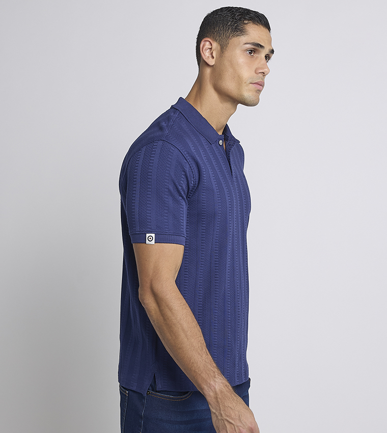 Textured Short Sleeves Polo T-Shirt