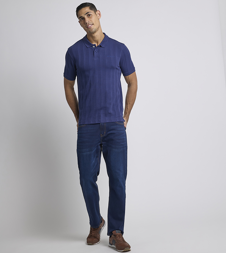 Textured Short Sleeves Polo T-Shirt