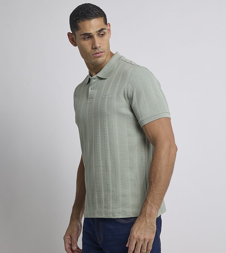Textured Short Sleeves Polo T-Shirt