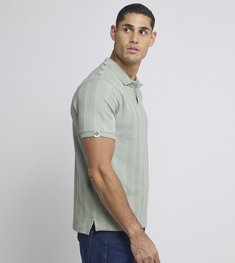 Textured Short Sleeves Polo T-Shirt