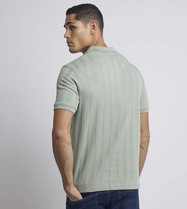 Textured Short Sleeves Polo T-Shirt