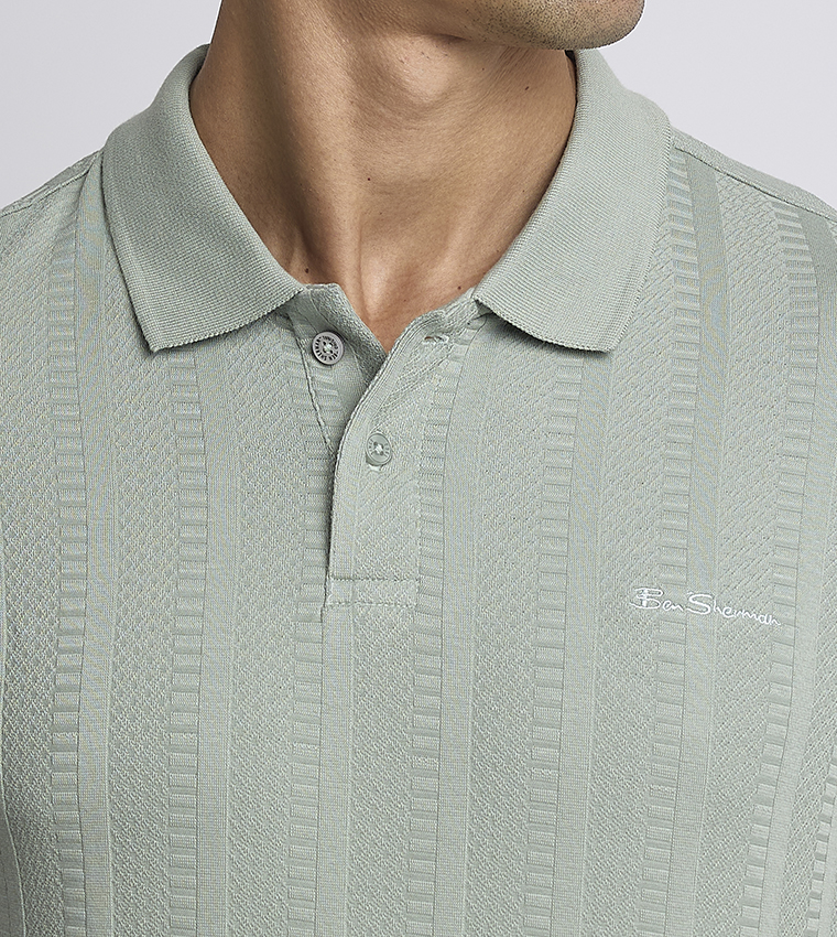 Textured Short Sleeves Polo T-Shirt