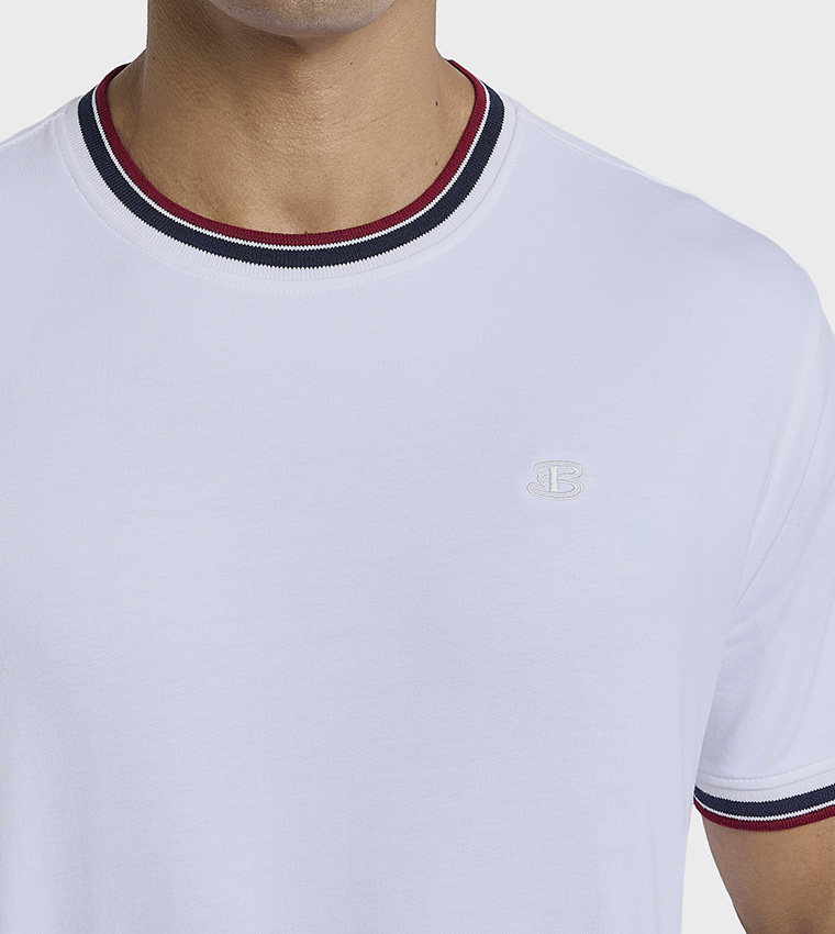 Contrast Trim Crew Neck T-Shirt